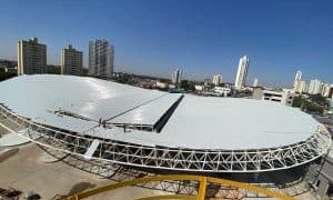 Obra realizada para o BRT Goiânia, no Terminal Rodoviário Isidória. Estrutura Metálica (240 toneladas) + 9.300m2 de Cobertura Metálica com Telha Zipada.